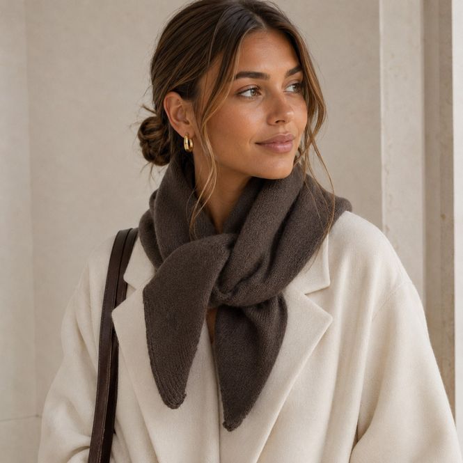 Hovedbilde Mykt og elegant skjerf i mocca – 80% akryl ...