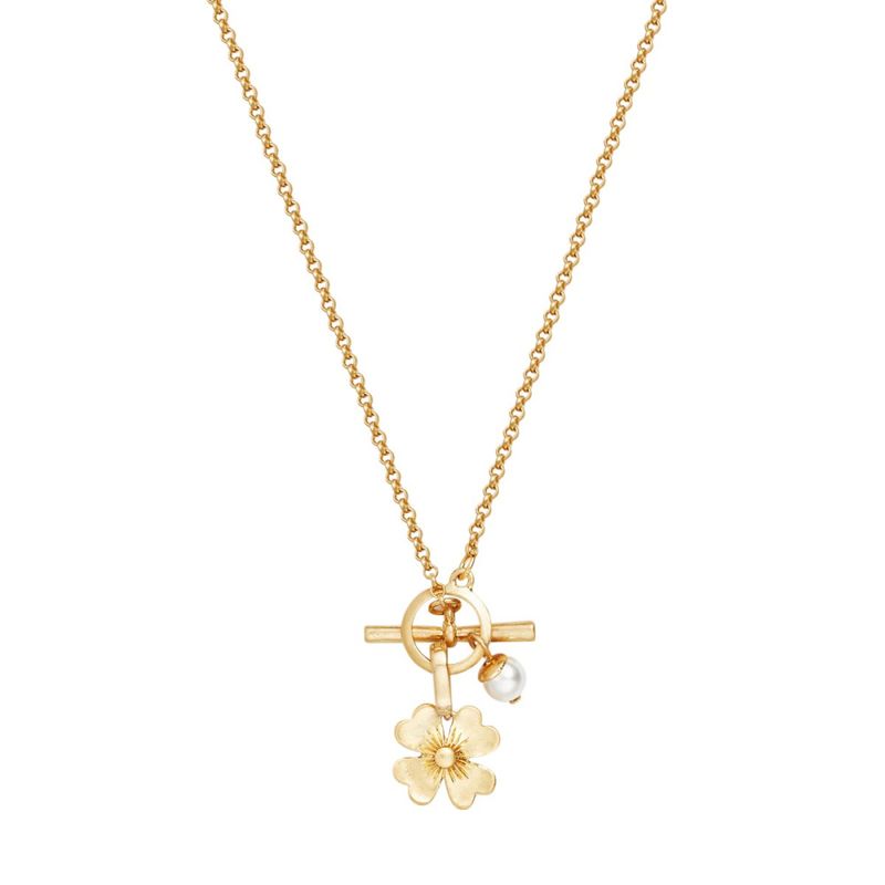 Fable England Lucky Clover & Pearl Toggle Halskjede