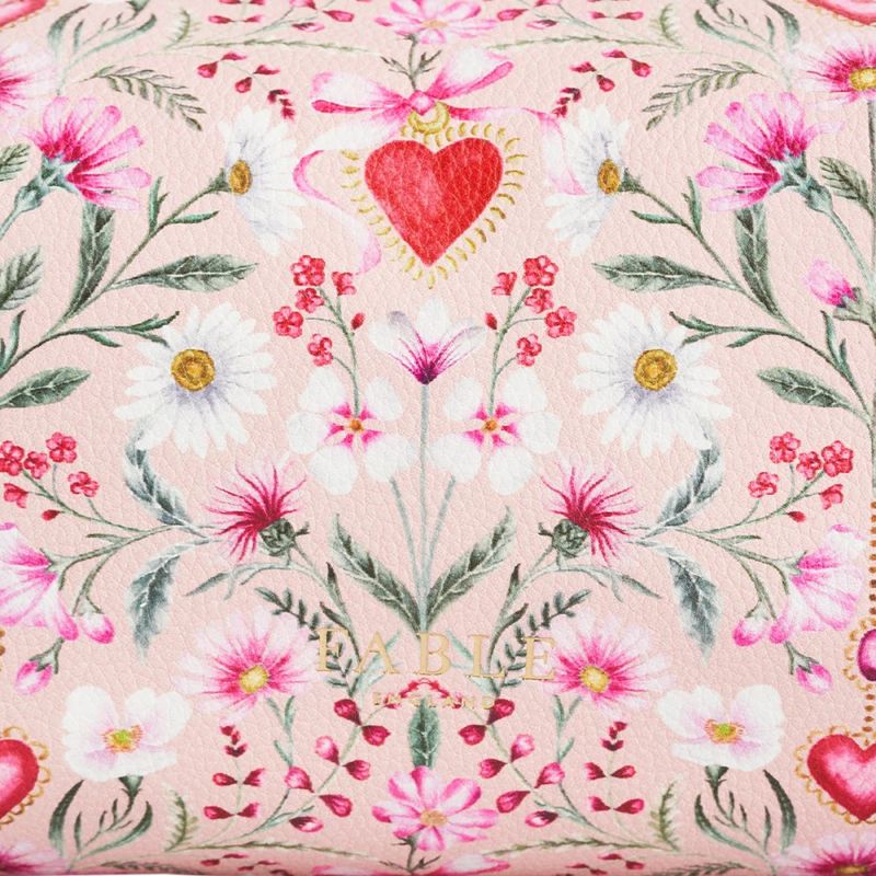 Fable England Penelope Floral Heart Rosa Sminkeveske