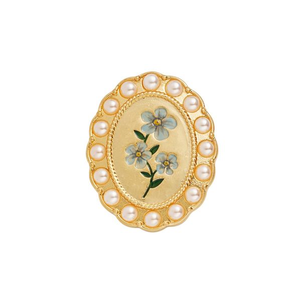 Fable Forget Me Not Cameo Brosje – Gullbelagt vintage brosje