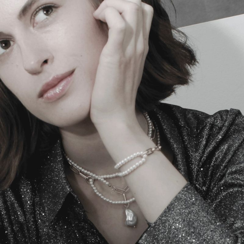 DANSK Audrey Double Pearl Mix Armbånd