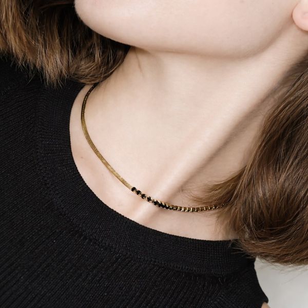 DANSK Joy Vanntett Smykke med CZ & Herringbone – 18K Gullbelagt Finish