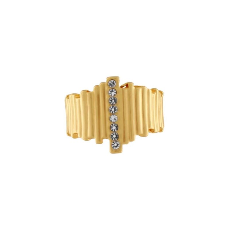 DANSK Justerbar Gullbelagt Ring med Zirkonia