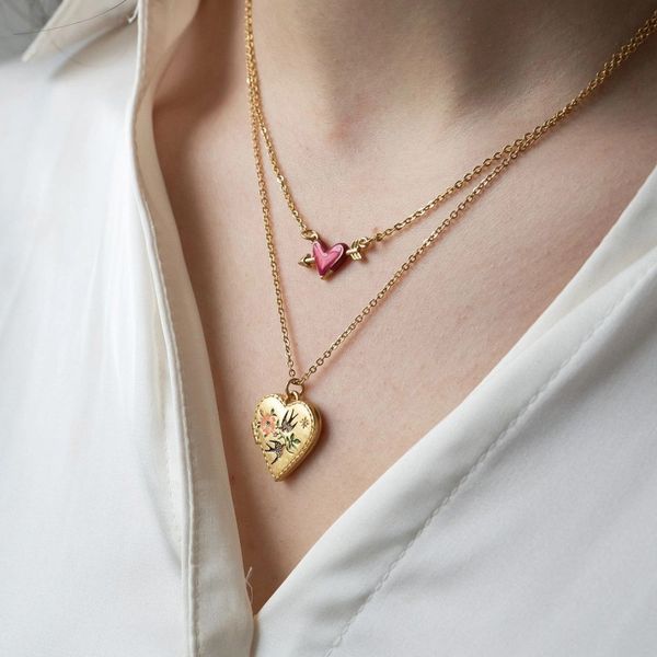 Fable Swallow Heart Locket – Gullbelagt hjerte medaljong