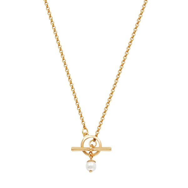 Fable England Gold Pearl Toggle Charm Halskjede